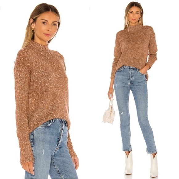 Tularosa Sweater Tash Mockneck Cut Out Back in Dijon Brown XS NWT New - Picture 2 of 13